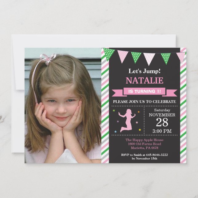 Invitación Fiesta de cumpleaños Trampoline Jump Invitation (Anverso)