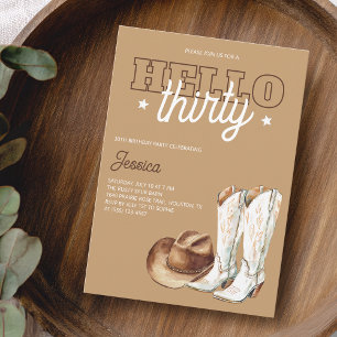 Invitación Fiesta de Cumpleaños Treinta 30 Rústica de Campo
