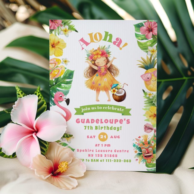 Invitación Fiesta de cumpleaños tropical Aloha Luau (Subido por el creador)