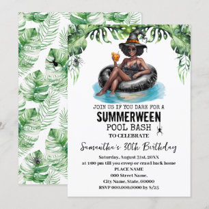 Invitación Fiesta de cumpleaños tropical de bruja de Summerwe
