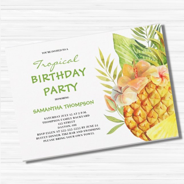 Invitación Fiesta de cumpleaños tropical de piña (Subido por el creador)