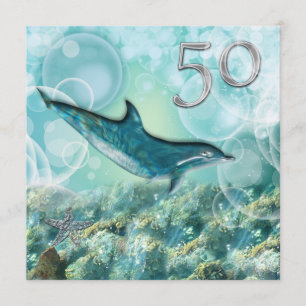Invitación Fiesta de cumpleaños tropical de playa número 50