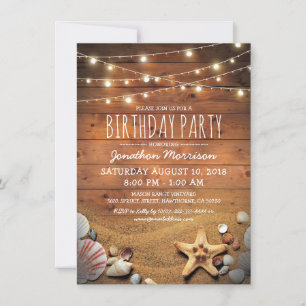 Invitación Fiesta de cumpleaños tropical de playa rusa