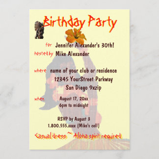 Invitación Fiesta de cumpleaños tropical del chica de Hula