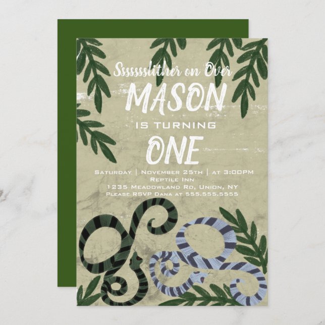 Invitación Fiesta de cumpleaños tropical del zoológico de la  (Anverso / Reverso)