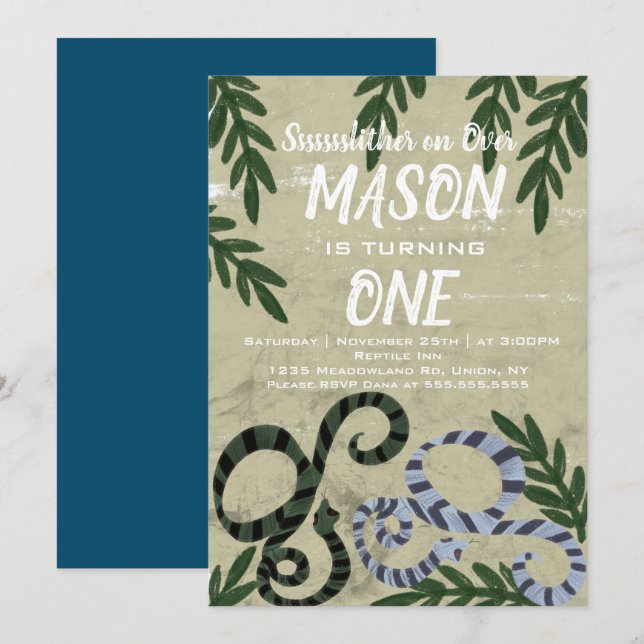 Invitación Fiesta de cumpleaños tropical del zoológico de la  (Anverso / Reverso)