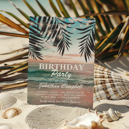 Invitación Fiesta de Cumpleaños Tropical en la Playa | Luces 