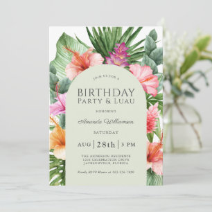 Invitación Fiesta de Cumpleaños Tropical Floral Exuberante y
