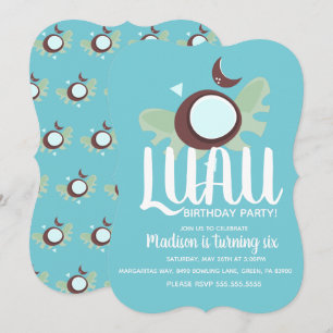 Invitación Fiesta de Cumpleaños Tropical Luau de Coco