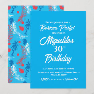 Invitación Fiesta de Cumpleaños Tropical Puertorriqueña Hispa