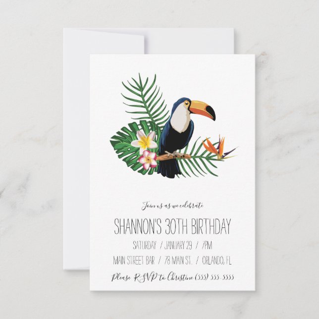 Invitación Fiesta de Cumpleaños Turca Tropical (Anverso)