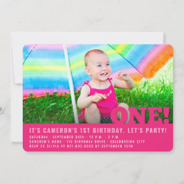 Invitación Fiesta de cumpleaños uno de bebé niña moderna