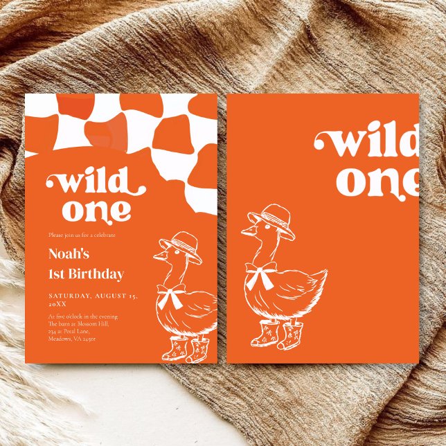 Invitación Fiesta de Cumpleaños Uno de Wild One Dapper Duck - (Subido por el creador)