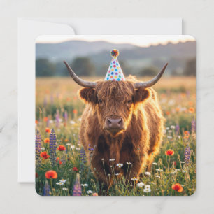 Invitación Fiesta de Cumpleaños Vaca de las Tierras Altas