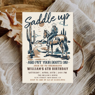 Invitación Fiesta de Cumpleaños Vaquero del Oeste Ensilla