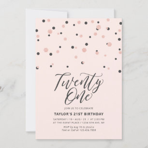 Invitación Fiesta de cumpleaños veintiuno 21 en rosa y oro ro