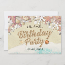 Invitación Fiesta de Cumpleaños Verano Playa Starfish