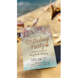 Invitación Fiesta de Cumpleaños Verano Playa Starfish