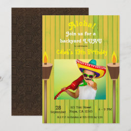Invitación Fiesta de Cumpleaños Verano Retro Vintage Verde Lu