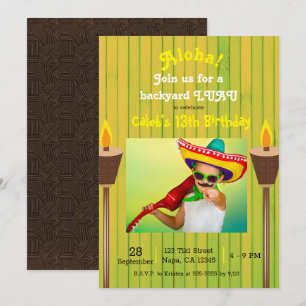 Invitación Fiesta de Cumpleaños Verano Retro Vintage Verde Lu