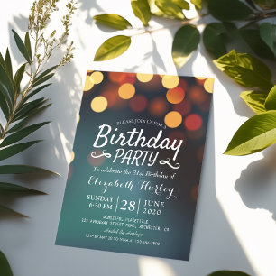 Invitación Fiesta de Cumpleaños Verde azulado Moderno Palo de
