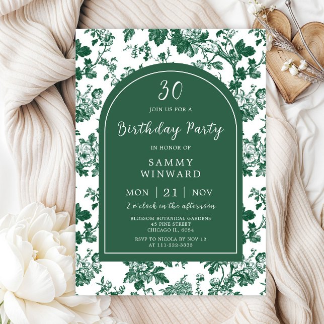 Invitación Fiesta de Cumpleaños Verde Chinoiserie Antiguo (Subido por el creador)