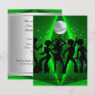 Invitación Fiesta de cumpleaños verde de baile Disco