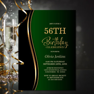 Invitación Fiesta de cumpleaños verde de oro negro