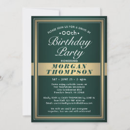 Invitación Fiesta de cumpleaños verde, dorado y blanco Drive-