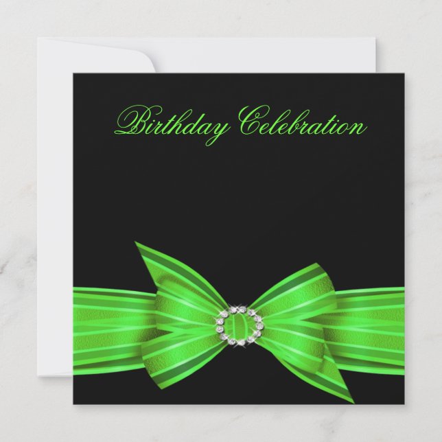 Invitación Fiesta de Cumpleaños Verde Lima Elegante (Anverso)