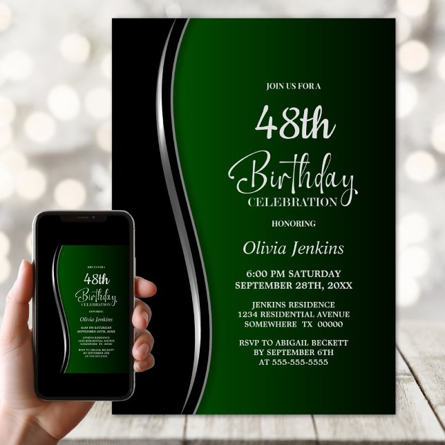 Invitación Fiesta de cumpleaños verde negro (Subido por el creador)