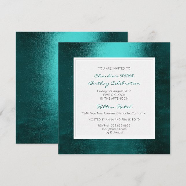 Invitación Fiesta de cumpleaños verde tropical acuático verde (Anverso / Reverso)
