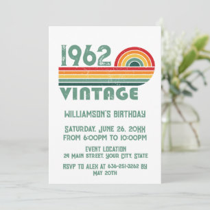 Invitación Fiesta de cumpleaños vintage personalizada