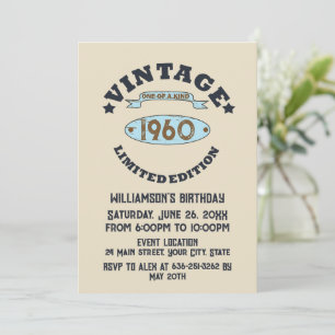 Invitación Fiesta de cumpleaños vintage personalizada