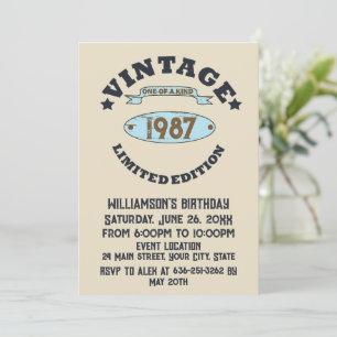 Invitación Fiesta de cumpleaños vintage personalizada