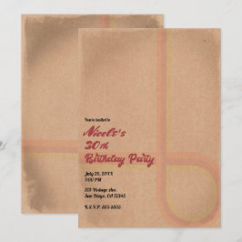 Invitación Fiesta de Cumpleaños Vintage Retro Grunge 60's 70'