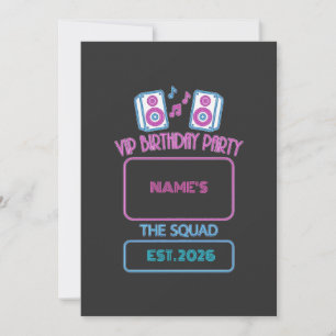 Invitación Fiesta de Cumpleaños VIP Neon Squad Invitado Perso