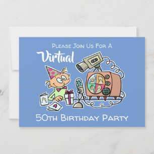 Invitación Fiesta de cumpleaños virtual 50 hombres azules Per