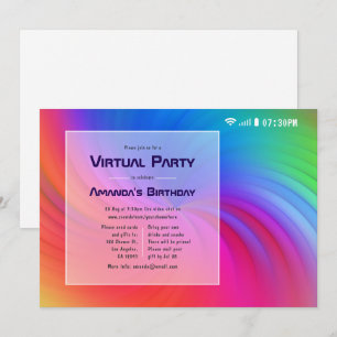 Invitación Fiesta de cumpleaños virtual colorida