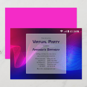 Invitación Fiesta de Cumpleaños Virtual con Brillo en Rosa In