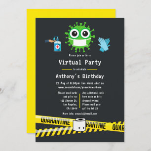 Invitación Fiesta de cumpleaños virtual de cuarentena