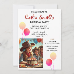 Invitación Fiesta de Cumpleaños Western Vaquera