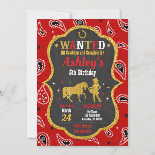 Invitación Fiesta de cumpleaños western vaquera del Oeste Sal