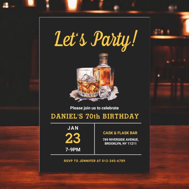 Invitación Fiesta de cumpleaños Whiskey Bourbon para adultos  (Subido por el creador)