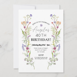 Invitación Fiesta de cumpleaños Wildflowers Floral Ditsy