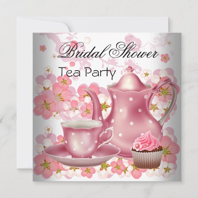 Invitación Fiesta de Cupcake de Té floral Rosa para Despedida (Anverso)