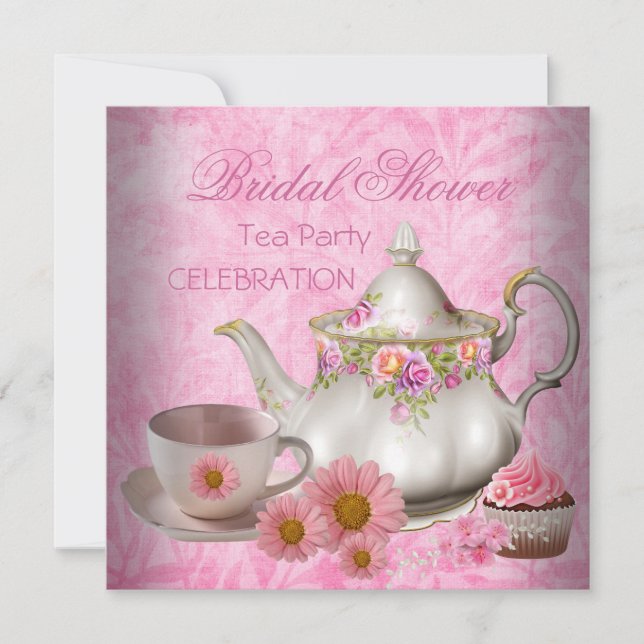 Invitación Fiesta de Cupcake de Té floral Rosa para Despedida (Anverso)