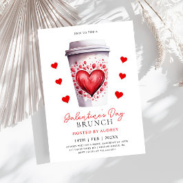 Invitación Fiesta de Cute Coffee Latte Valentines Galentines