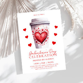Invitación Fiesta de Cute Coffee Latte Valentines Galentines