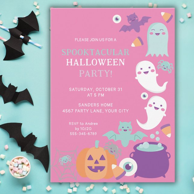 INVITACIÓN FIESTA DE CUTE GHOST HALLOWEEN PINK (Subido por el creador)
